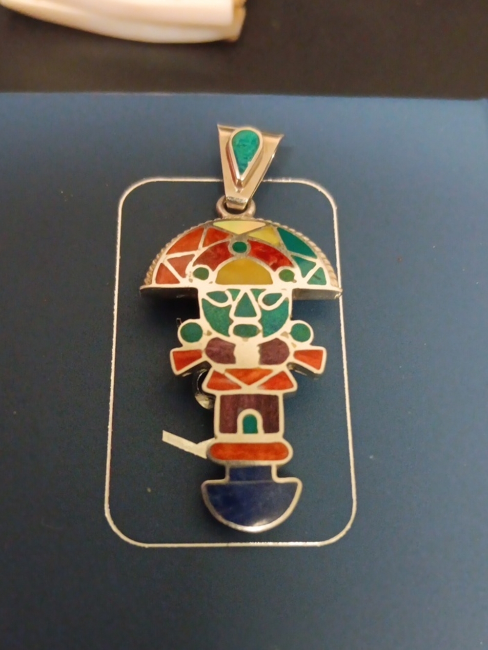 Peruvian Artistry Multi Gemstone 1.25 ctw Rainbow Zand Tumi Inca Pendant